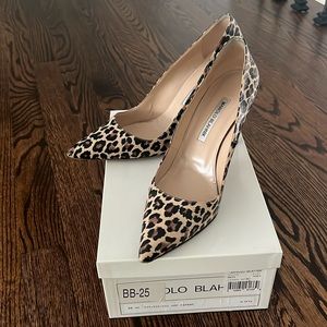 COPY Manolo Blahnik BB25 leopard patent pump Sz 39.5.